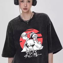 日本动漫混沌武士Samurai champloo复古水洗做旧短袖T恤衣服