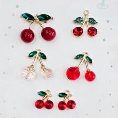 夏の新チェリー合金ペンダントブレスレットネックレスイヤリングチェリーペンダントキーホルダー diy ジュエリーアクセサリー