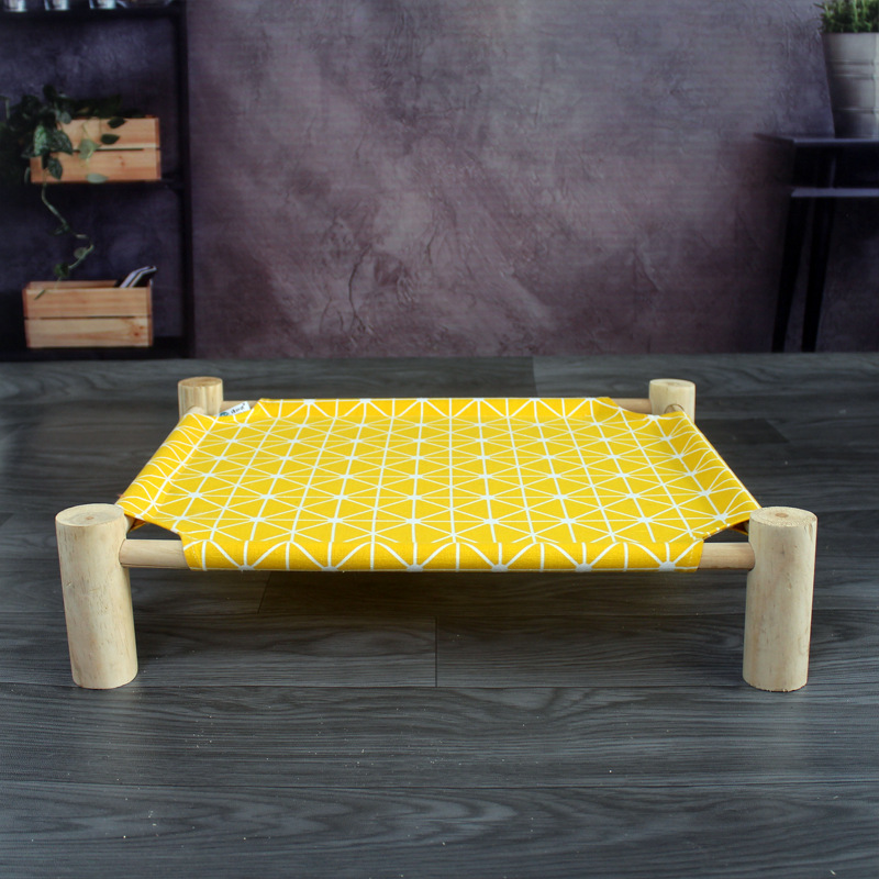 Cama de marcha para mascotas, hamaca de cuatro esquinas, cama de gato y perro extraíble y lavable en cuatro estaciones, hamaca de gato de madera maciza, suministro directo de fábrica
