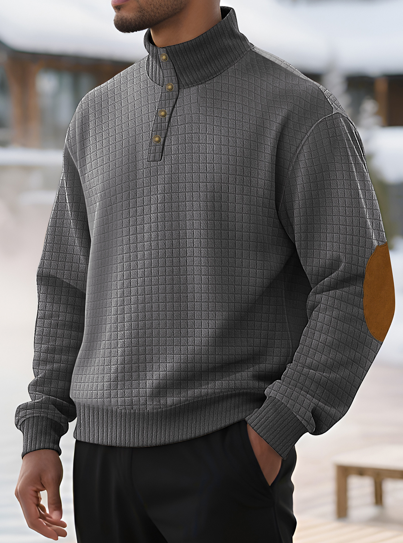 Nuevo otoño transfronterizo nuevo tamaño europeo para hombres Jacquard cuello pequeño jersey de punto chaqueta casual jersey Henry