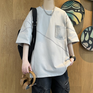 New Short-Sleeved Men's T-Shirt Men's Casual Trendy Brand Summer New Pure Cotton Two-Piece Men's Summer Sportswear Suit