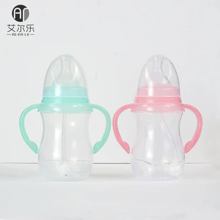 艾尔乐240/300ml宝宝奶瓶防胀气婴儿吸管奶瓶防摔正品果冻款工厂