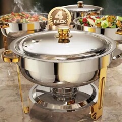 跨境5QT不锈钢金色圆形炉保温自助餐炉套装ChafingDishBuffetset