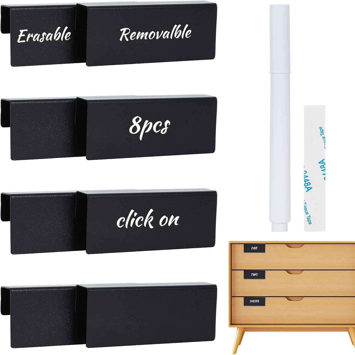 跨境热销可拆卸PVC可擦写标签夹 储物标签架可重复使用篮子标签夹