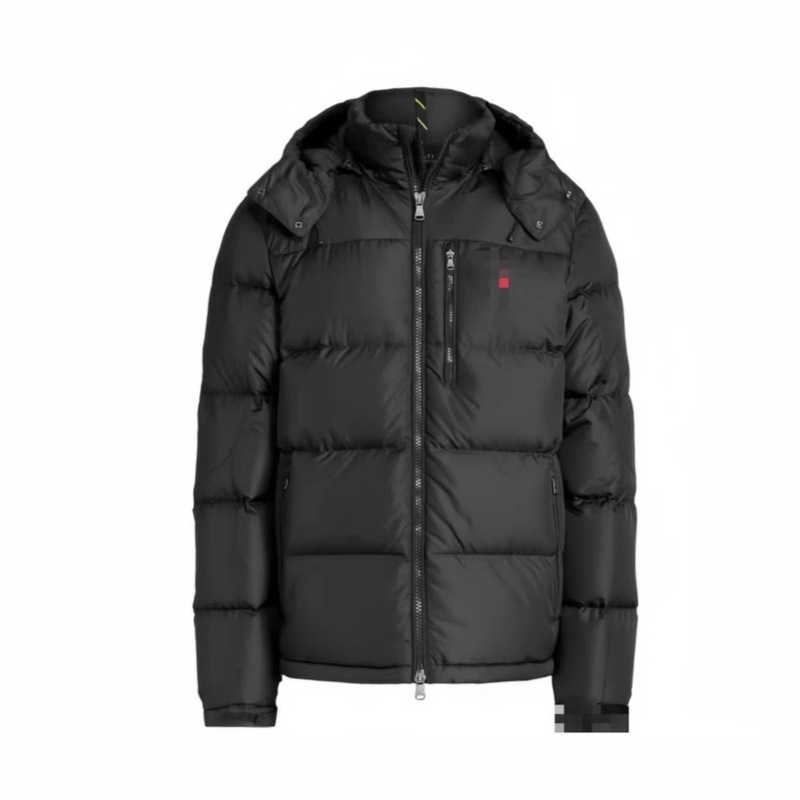Down Jacket in Stock, High-Quality Rl Pony Embroidered Thick Hooded down Coat