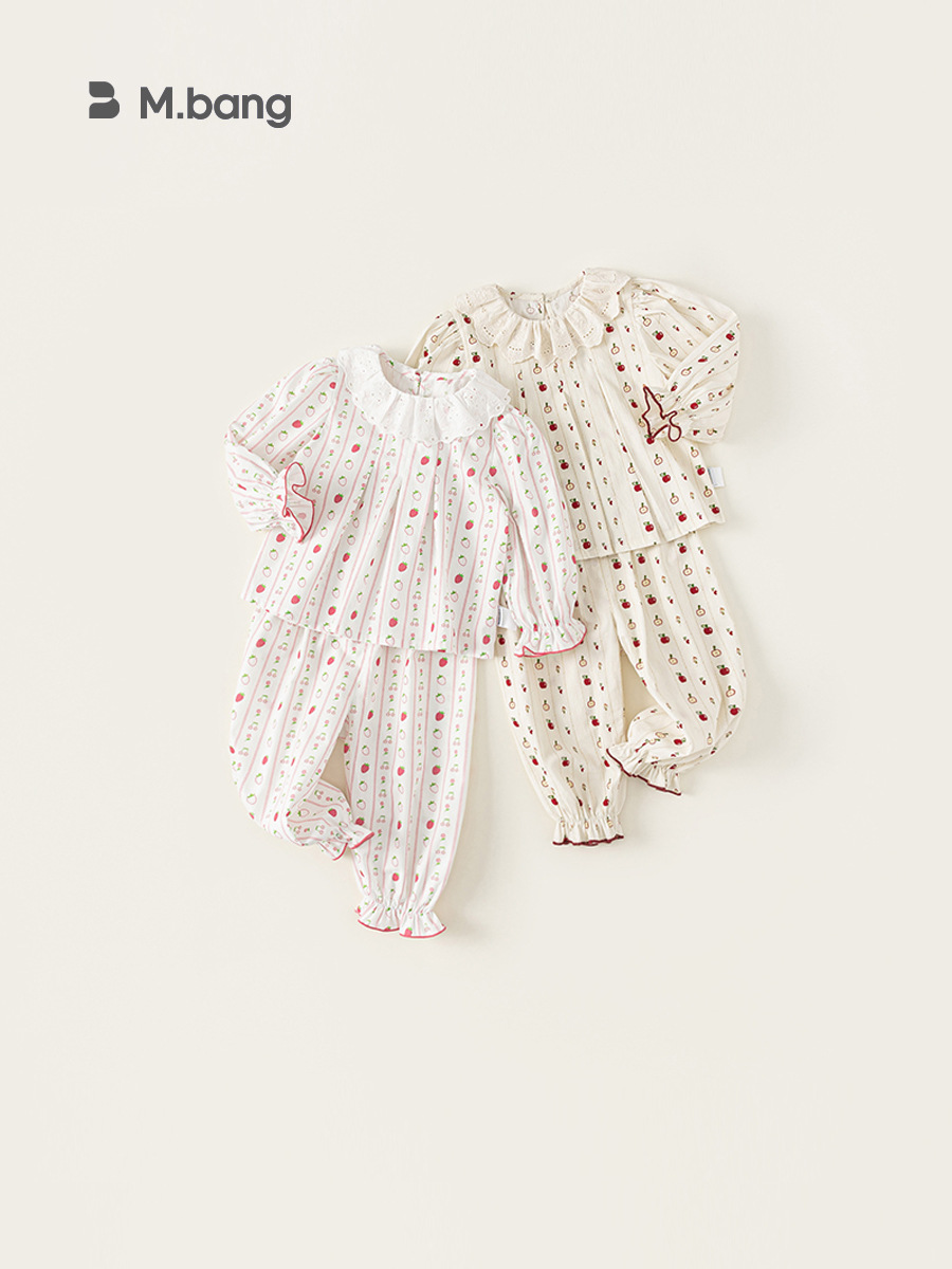 Yubao ropa infantil niñas ropa de casa primavera nuevo niño camisa de muñeca de encaje pijamas de primavera