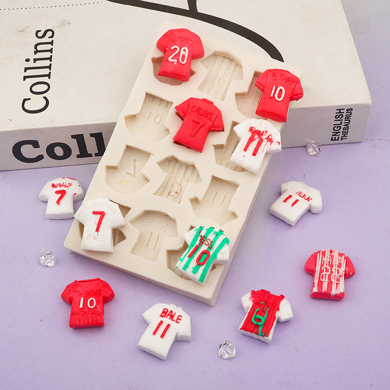 Molde para hornear deportes Jersey fondant molde de silicona chocolate caramelo galleta pastel molde epoxi