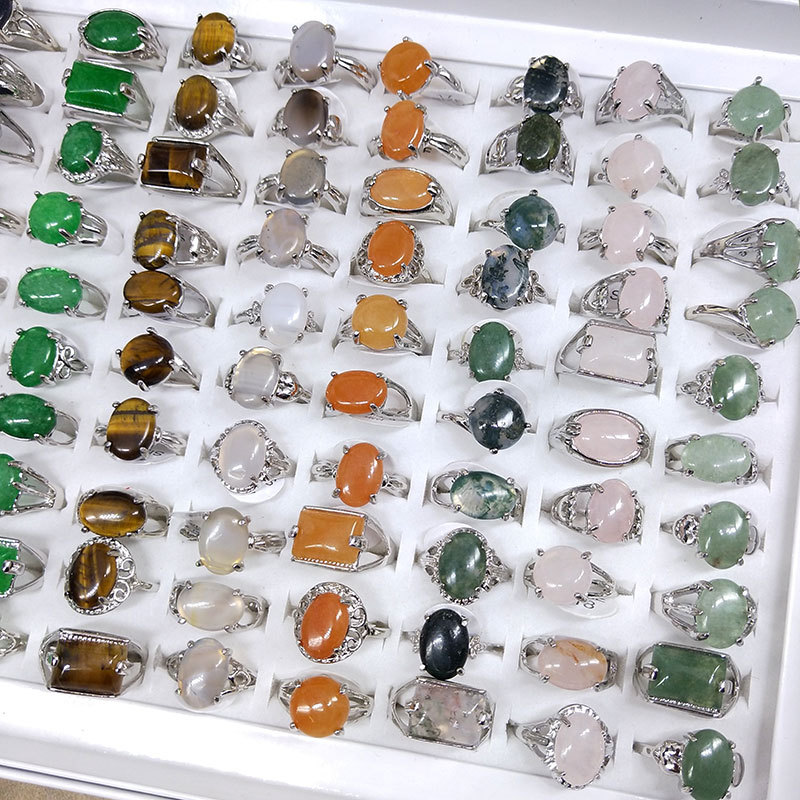 Various natural rings, handicrafts, original stone mixed style box packaging_voghion.com