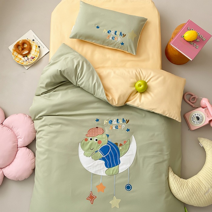 Cartoon Little Dinosaur Class a 100-Count Australian Cotton Pure Cotton Kindergarten Bed Cover Three-Piece Set Kidsren's Cotton Quilt Six-Piece Set