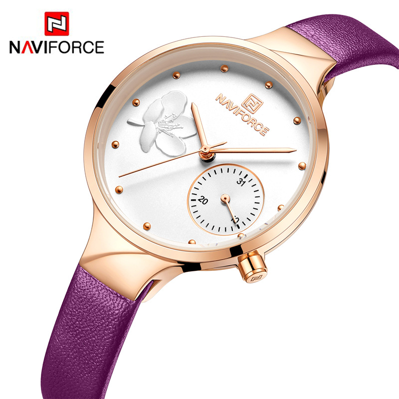 NAVIFORCE Lingxiang 5001 reloj de mujer estudiante coreano simple impermeable calendario reloj de cuarzo reloj de personalidad