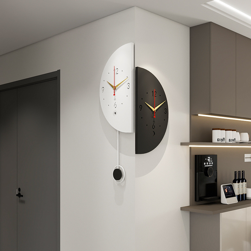 Ins Modern Double-Sided Corner Clock Corner Hanging Watch Living Room 2024 Wall Clock New Wall Hanging Home Simple Clock