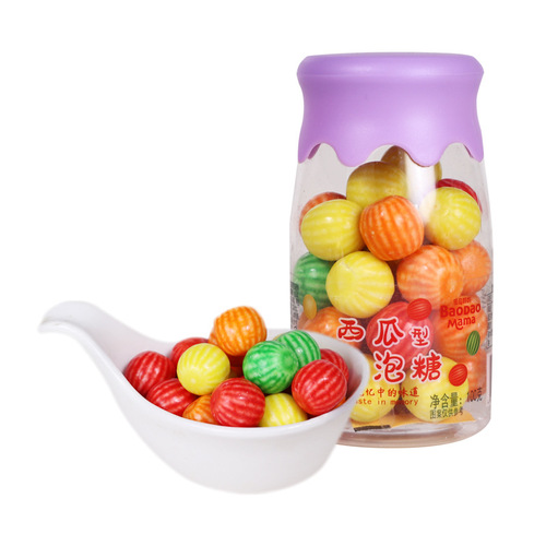 Baodao Mom Watermelon-shaped Bubble Gum 100g Fruit Flavor Children's Snack Rest Food Chewing Gum Candy