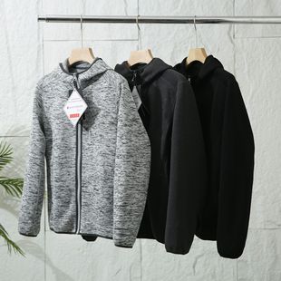 Men's Spring and Autumn Outdoor Sports Warm Lightweight Jacket Hooded Fleece Outdoor Fleece Cardigan Jacket Casual