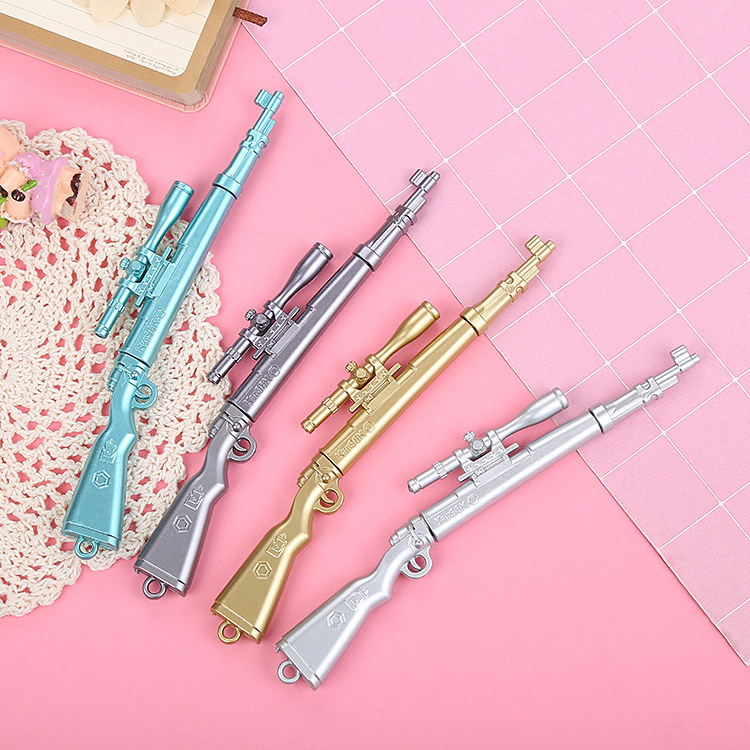 Pluma de góner de rifle creativo Pluma a base de agua negra coreana Papelería de aprendizaje lindo Material de oficina Bolígrafo personalizado