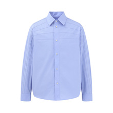 ATBORDER 2025秋季新款日系纯色抽褶休闲衬衫时尚情侣百搭衬衣男