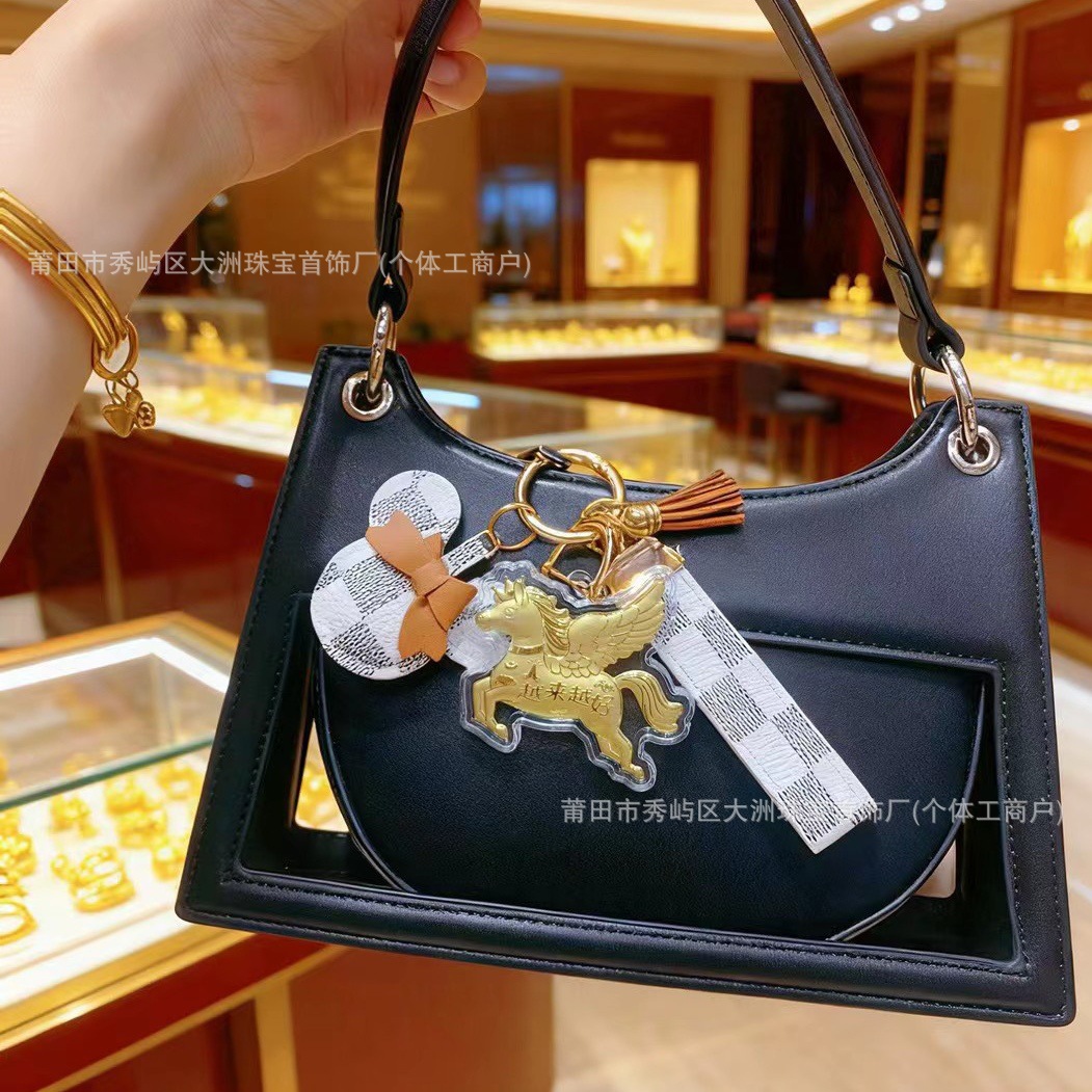 Año del Caballo de oro llavero de automóvil pequeño colgante 999 dinero de inmediato bolso llavero personalizado pequeño regalo