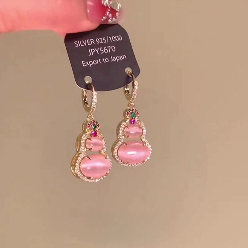 Pendant, fashionable red earrings, cat's eye, city style, high-quality style, light luxury style