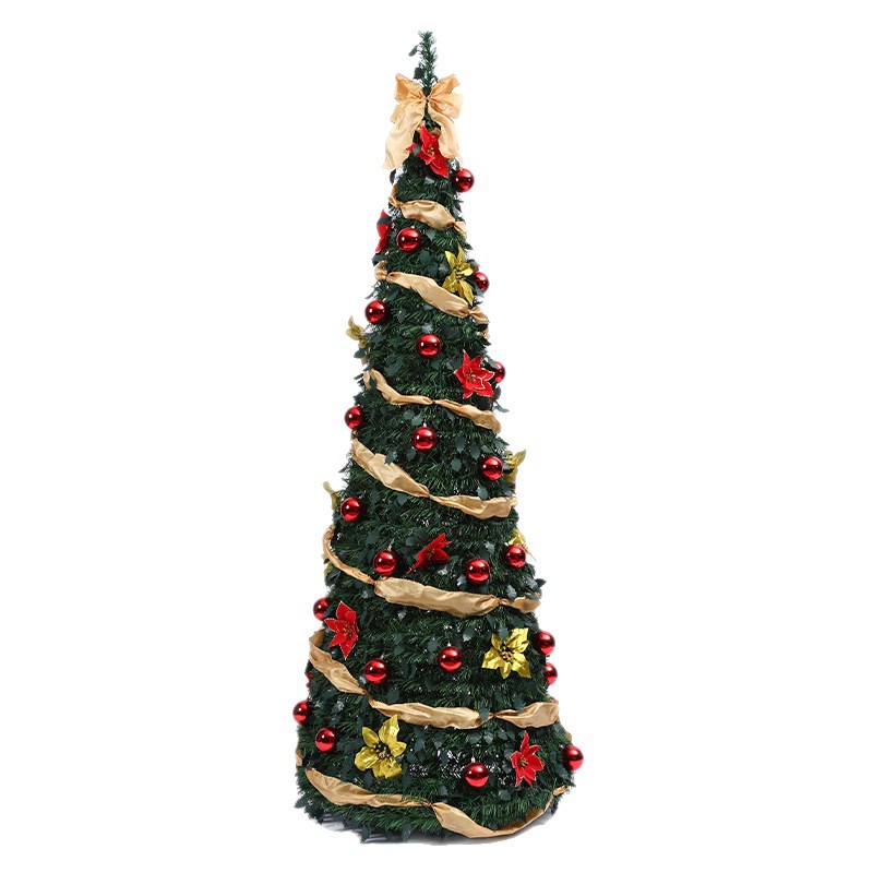 Árbol de Navidad plegable sin instalación 2026 explosión encriptado LED luminoso árbol retráctil encriptado árbol de Navidad de PVC