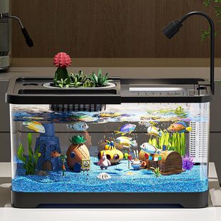 Fish Tank Small Living Room Ecological Landscaping Filtration Oxygen Production All-In-One Machine 2025 New Model with Cover Household Goldfish Tank Hidden Box
