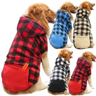 Dog Clothes Winter and Autumn Warm Pocket Zipper Small Medium Large Dog Cat Plaid Pet Teddy French Bulldog Cross-Border