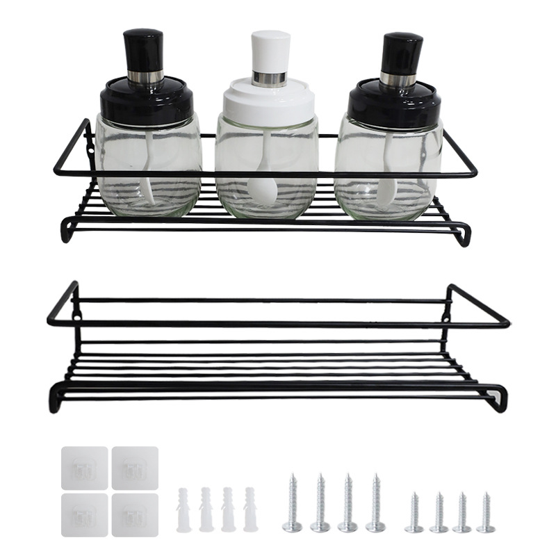 Puerta de gabinete de cocina transfronteriza rack de almacenamiento de condimentos multifuncional sin perforación de tipo de rack de condimentos montado en la pared en stock al por mayor