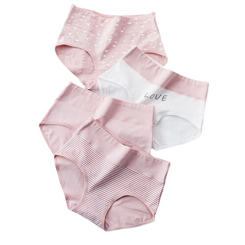 Women's High-Waisted Invisible Cute Print Teen Shorts 7A Antibacterial gusset Developing Period Underwear Plus Size Student Underwear