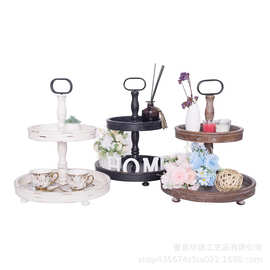 圣诞木质创意干果蛋糕盘客厅水果点心盘亚马逊欧式双层果盘零食盘