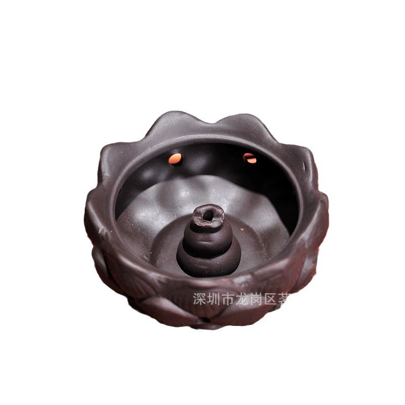 Yixing Purple Clay Backflow Благовония Подсвечник — Лотос монаха керамический арома-гривень, маленький 0.4 кг