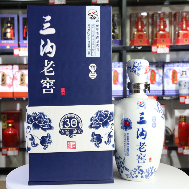 辽宁特产三沟白酒雪兰窖龄30年52度500ml/瓶礼盒浓香型高度纯粮酒