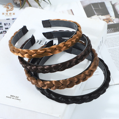 Wig Clip Korean Decorative Braid Hairband with Teeth Anti-Slip Hair Clip Wide Edge Headband Hairpin for Adult Women