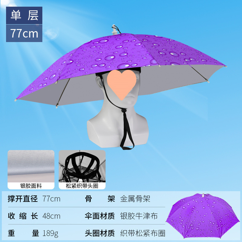 伞帽头戴雨伞帽子钓鱼头戴太阳伞户外采茶环卫防晒斗笠伞折叠大号|undefined