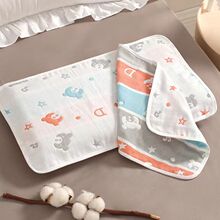 四季儿童枕巾透气吸汗纱布婴儿提花六层盖(±2-3厘米)