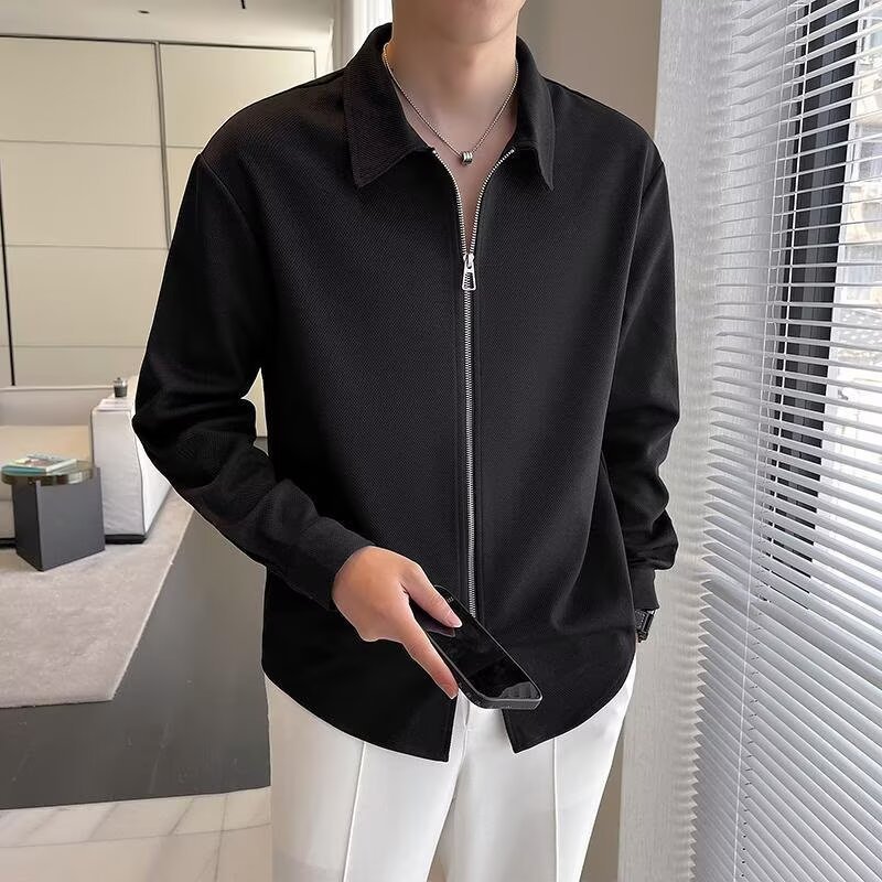 Demi-season autumn design exclusive shirt with zipper