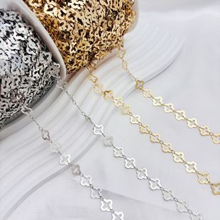 Four-leaf clover pure copper color retention jewelry accessories material loose chain handmade bracelet necklace clothing hairpin chain wholesale