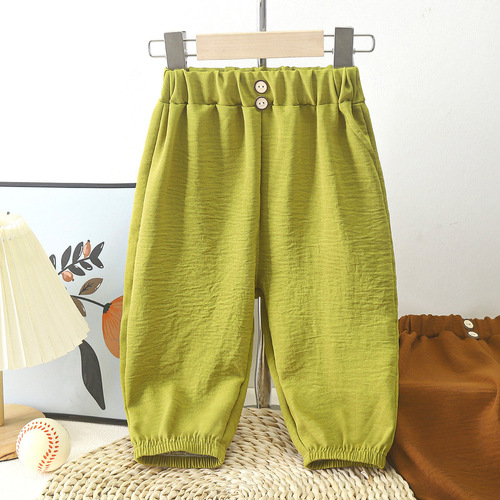 Summer Children's Mosquito-Proof Pants Breathable Thin Style Girls' All-match Loose Casual Pants Boys' Lantern Pants Capri Pants