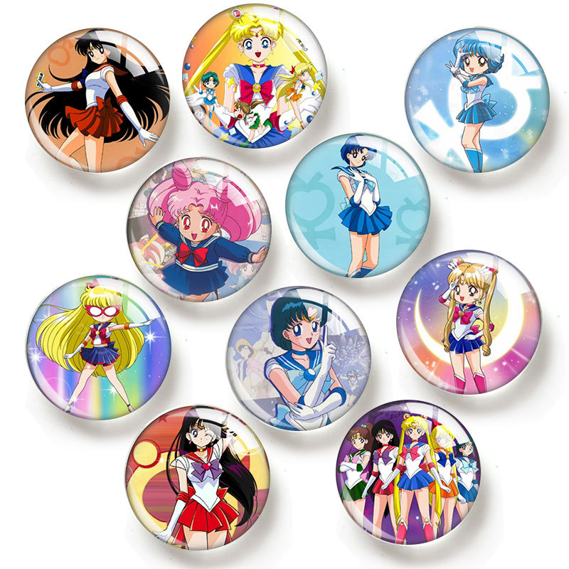 Factory Direct Sales Sailor Moon Japanese Comic DIY Jewelry Brooch Soft Magnetic Refrigerator Magnet Time Gem Glass Patch