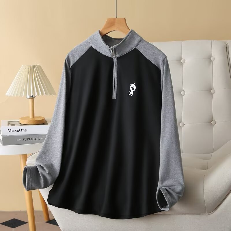 2024 Autumn Winter New Color-Block Half-Zip Sweatshirt For Women Fashion Cat Print Long Sleeve Versatile Top H72 2443_voghion.com