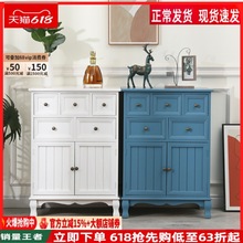 实木复古五斗柜抽屉收纳柜装饰柜简约现代卧室欧美式做旧储物jω