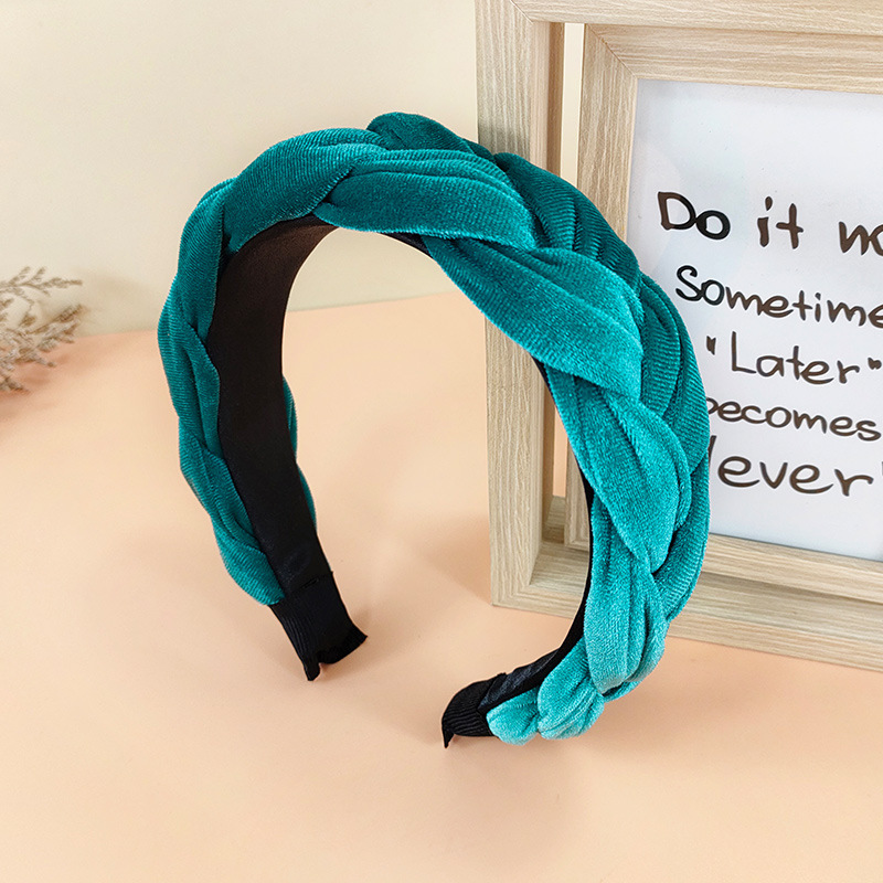 Corea del Sur Dongdaemun Otoño e Invierno nueva diadema de terciopelo simple ancho borde moda horquilla alta cráneo superior giro trenza diadema