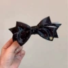 8036 Silky Polka Dot Bow Tie Banana Belt - Black