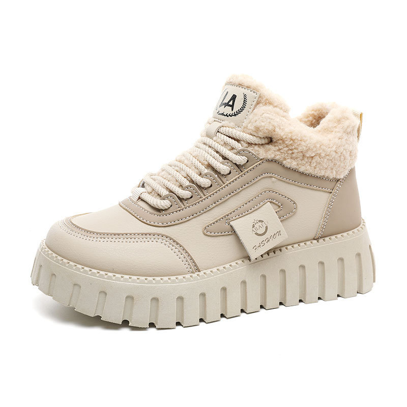 Zapatos de mujer de algodón nuevo otoño y invierno 2026 muffin calentamiento de suela gruesa zapatos de mujer con algodón de nieve para aumentar la altura y el desgaste