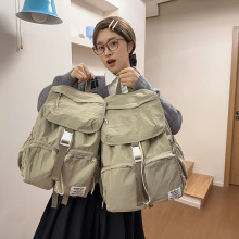韩版ins风双肩包女高中大学生大容量书包纯色文艺休闲旅行背包潮