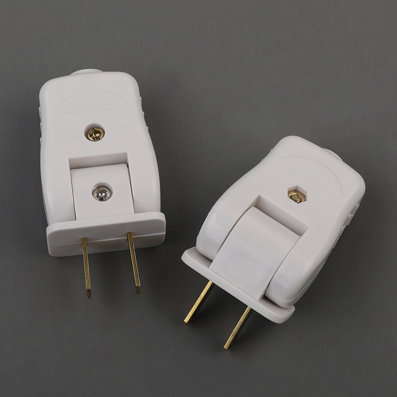 Pure White 180-degree rotating plug 1.4 copper power supply two-plug hardware socket lamp cap switch plug manufacturer