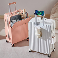 前開口行李箱女20多功能萬向輪旅行箱24寸可託運登機拉杆箱代發