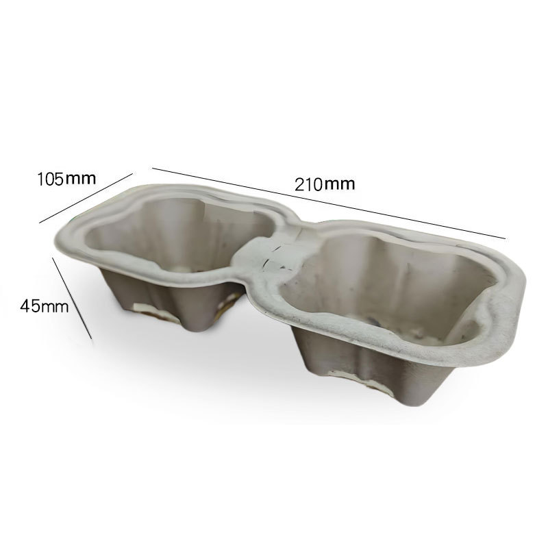 Fabricante de café envasado ecológico té leche bebidas base bandeja degradación pulpa desechable desmontable bandeja de taza doble