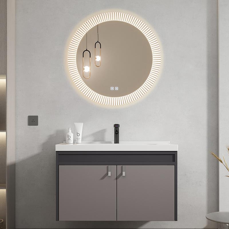 Gabinete de baño de aleación de aluminio de espacio combinación balcón lavabo de baño lavabo de cerámica integrado lavabo de baño mesa de lavado