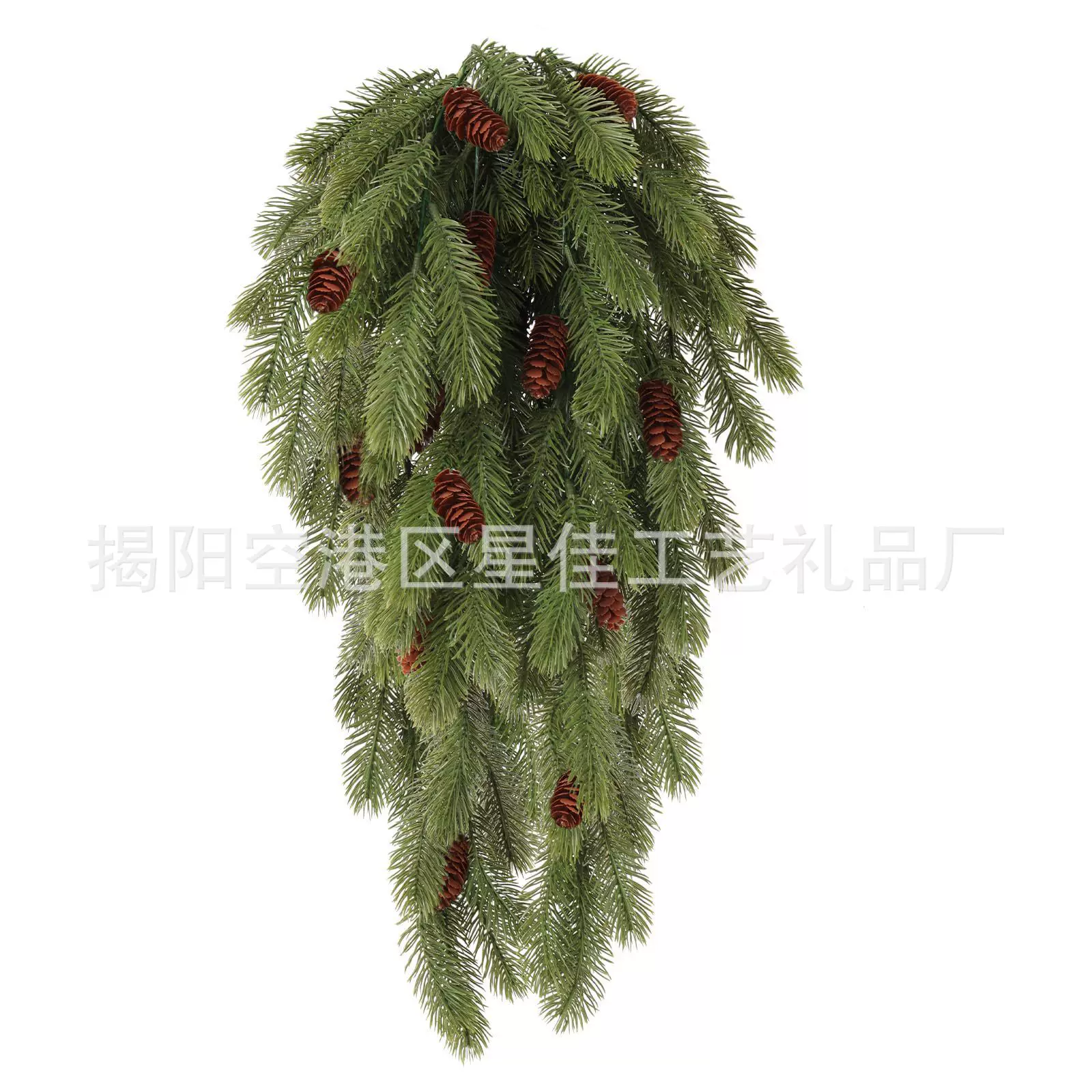 跨境新品仿真圣诞松针松果藤条壁挂家居庭院装饰仿真绿植假花藤蔓