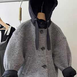 黁白男童新款秋冬加厚儿童夹克洋气短款外套上衣呢外套韩版潮