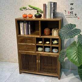 中式老榆木餐边柜实木靠墙斗柜茶叶柜博古架客厅装饰多宝阁收纳柜