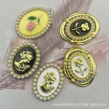 合金复古小香风珍珠滴油花盘玫瑰花配件diy服饰发饰手作材料饰品